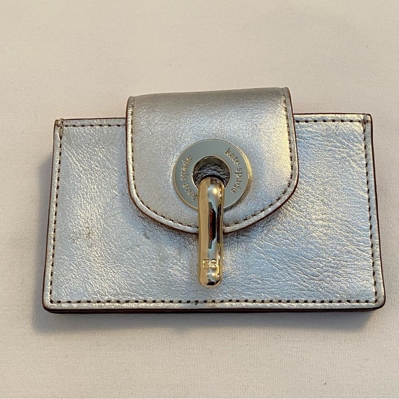 kate spade Accessories - Kate Spade Silver Leather Gold Hardware Small Abby ID Card Case